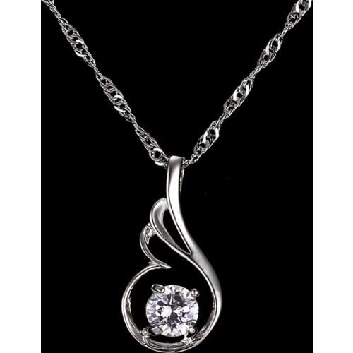 Emmaya Fashion Water Drop Shape Necklaces & Pendants White Gold Color zircon for Women Best Friend Gift Jewelry