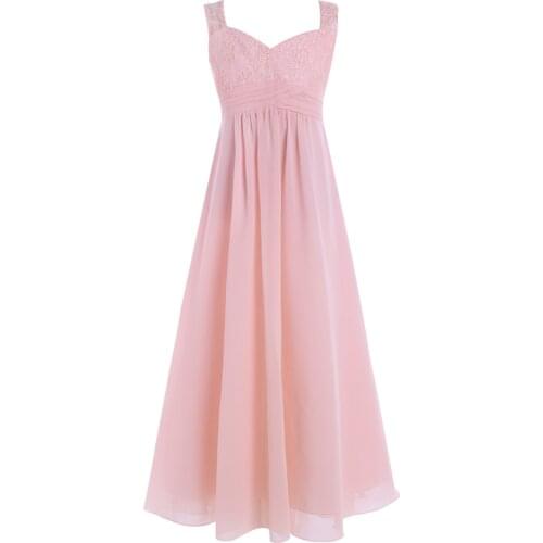 4-16Y Chiffon Lace Princess Dress Summer Wedding Party Kids Dresses For Girls Formal Clothes Birthday Pageant Flower Girl Dress