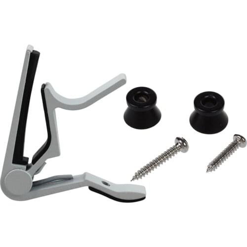 1Pcs White-Handed Guitar Capo Clip Trigger with Quick Change & 2Pcs Electric Acoustic Guitar Bass Strap Button Screw Lock Pins P