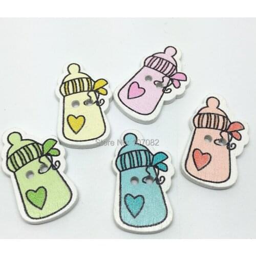 1000pcs Mixed 36x24mm Wood Feeder Shaped Buttons Scrapbooking Baby Sewing Accessories BUTTON CARDMAKING Embellishments