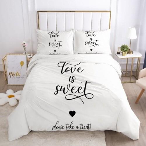 3D Duvet Cover Sets Bed Linen Bedding Set Quilt Covers Comforter Cases Queen Double Full Single Size Letter Design Bedclothes