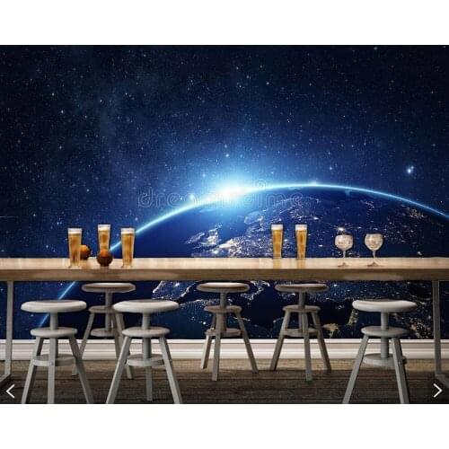 Papel de parede Planet earth from the space at night 3d wallpaper mural ,living room sofa TV wall bedroom wall paper home decor