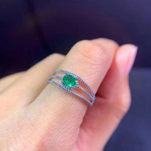 4*5 Natural Emerald Gemstone Flower Ring for Women Real 925 Sterling Silver Charm Fine Wedding Jewelry