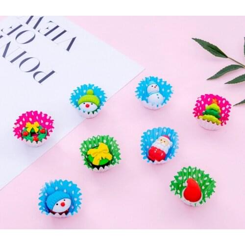 4pcs/lot Lovely Santa Snowman Gift Cartoon Rubber Pencil Erasers School Prizes Kid Gifts