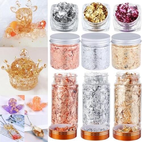 5/10g Shiny Gold Leaf Flake Resin Mold Fillings Art Decor Gold Foil Filling Materials Gilding Jewelry Making DIY Accessories