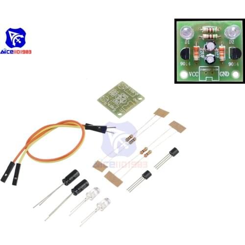 5MM Light LED Blue Simple Flash Circuit DIY Kit Module Transistor 30K Resistance 22UF Electrolytic Capacitors Dupont Cable Board