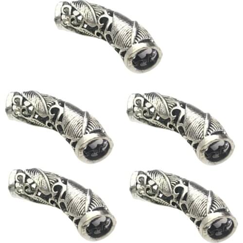 5pcs 9mm Alloy Metal Beads Hair Braid Rings DIY Cuff Clips Tube