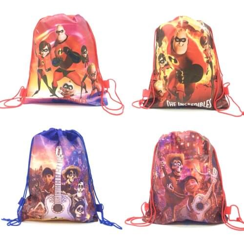 6PCSThe Incredibles Superman Drawstring Bag Boy Travel School Bag Fabrics Backpack Kid Girl Birthday Non-woven Gift Bag Supply