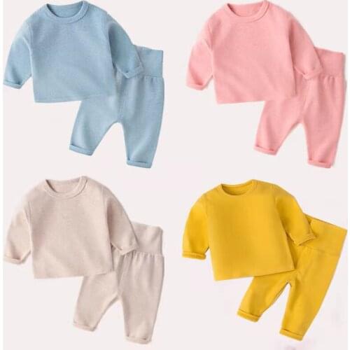 Childrens suit autumn and winter high waist warm cotton childrens pajamas baby belly protection men and women baby base suit