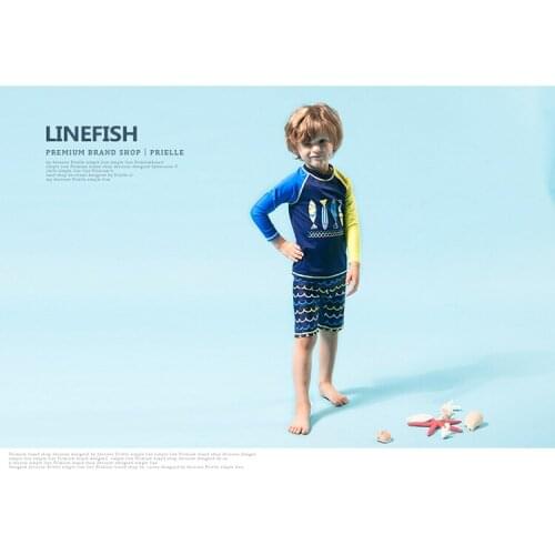 Childrens Swimsuit Boys' swimsuit split long sleeve sunscreen quick drying Korean middle school boys' baby cute swimsuit