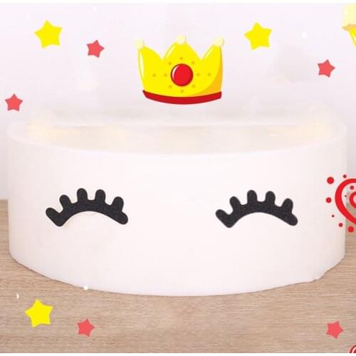 Unicorn Eyelashes Cake Topper Kids Baby Children Birthday Decorative Happy Birthday Set Eyelashes With Straw Party Cake Decor