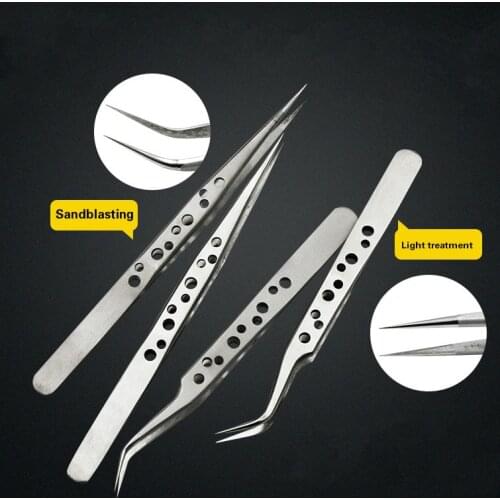 Electronics Industrial Tweezers Anti-static Curved Straight Tip Precision Stainless Steel Forceps Phone Repair Hand Tools Sets