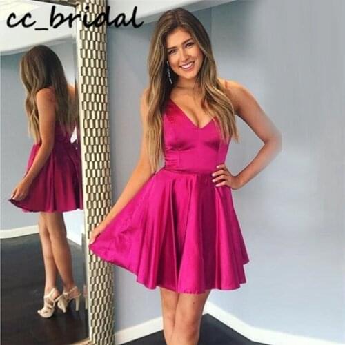 Fuchsia Stain Short Homecoming Dresses 2020 Sexy Backless Graduation Hoco Dress for 8th Grade Cheap Plus Size robe cocktail