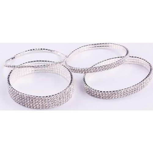 Hot Sale Multi-Row Crystal Stretch Anklet Bracelet Foot Chain Rhinestone Shiny Anklets For Women Wedding Bridal Jwelry Gifts