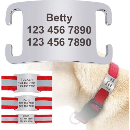 Personalized Dog Id Tag Slid On Collar Stainless Steel Custom Name Dog Tags Engraved Accessories for Small Medium Large Pet