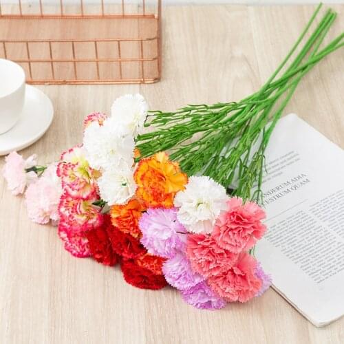 5 heads Artificial Silk Carnation Flowers Christmas Home Wedding Decor Accessories Diy Mothers Day Gift Fake