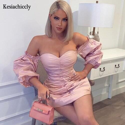 Kesiachiccly Elegant women party dress Off shoulder long sleeve female autumn winter sexy dress Chic ladies nightclub vestidos