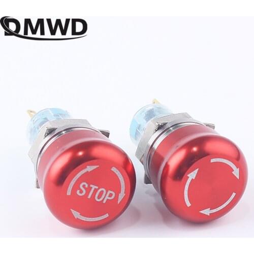 16mm Emergency STOP Push Button Switch 1NO1NC 2NO2NC Waterproof Stainless Steel Mushroom Metal Aluminum