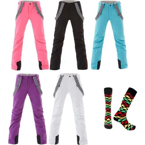 SMN Snowboard Bib Anti-Cold Pants Women Winter Water-Resistant Windproof Breathable Solid Color Outdoor Sports Skiing Trousers