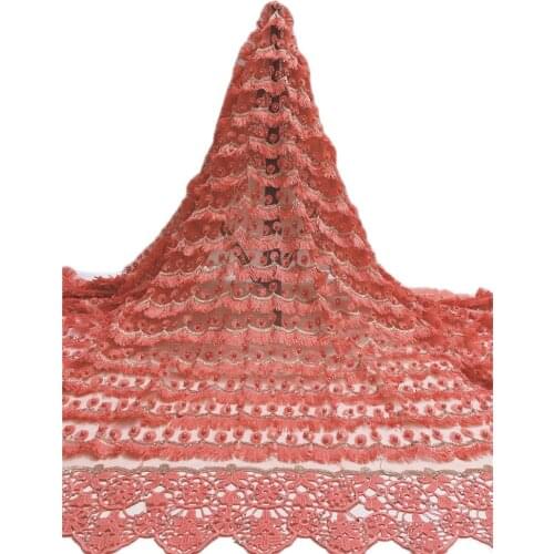 Pretty Beaded Embroidered Material African Cord French Lace Fabirc for Fashion Show Dress