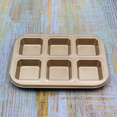 Square Nonstick 6 Cup Cupcake Pan Bread Pastry Dessert Baking Tray