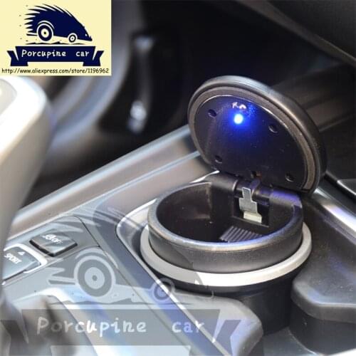 New storage box + led blue light car cigarette ashtray special for bmw 1 3 5 7 series F10 F30 X1 X3 X5 X6 E70 E71 F01 F13 F15