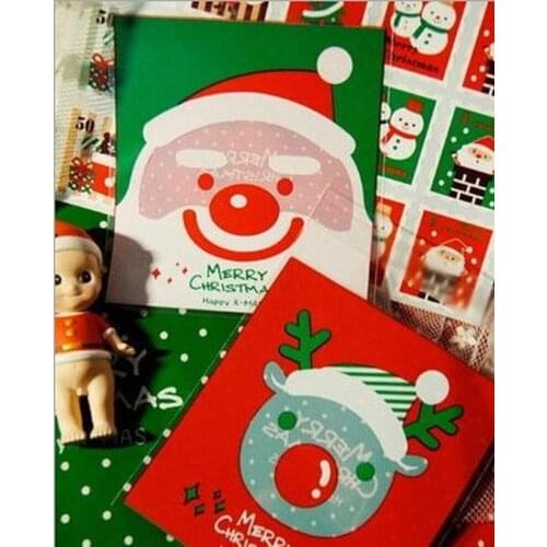 Hot 100PC Christmas Elk Ziplock Bag Plastic Candy Cookie Bag Gift Bag Self-adhesive OPP Bag Re-seal New Year Gift Bag