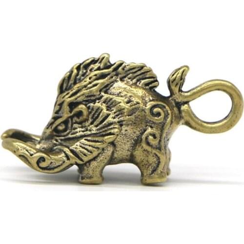 3D Mini Wild Boar Casting Animal Figurine Retro Style Metal Sculpture Home Office Room Desktop Decoration Collect Ornaments Gift