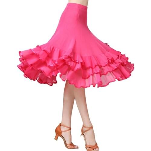 Layered Lace Hem Long Skirt Modern Waltz National Standard Dance Wear Splicing Big Hemlines Dancing Stage Practice Suit