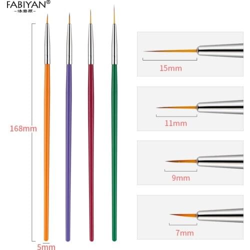 Set Nail Art 7/9/11/15mm Liner Brush Pen Line Stripes Flower DIY Tips Painting Drawing UV Gel Manicure Detailing Tool 4 Colors