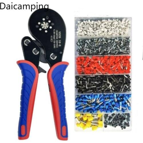 Daicamping Tubular Tube Terminals Box Ferrule Crimping Crimper Tool Kit 16-6 0.08-16mm2 28-5AWG Pliers Electrical Clamp SET