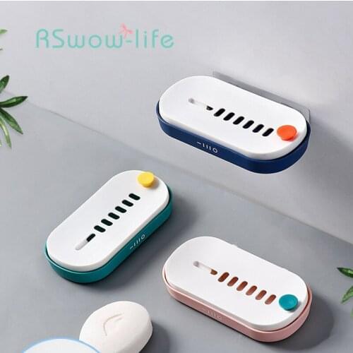Perforated Soap Holder Wall Hanging Soap Box Bathroom Drain Rack Storage Organizer Storage Containers Bathroom Organizer