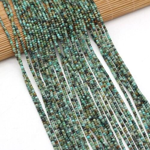 New Faceted Small Beads Natural African Turquoises Stone Beads for Women Jewelry Making Bracelet Necklace Size 3x2mm