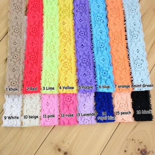 160pcs/lot girls 16Colors Solid Headwear 1.18" Width Kids Elastic Lace Headband DIY Hair Band Accessories HD14
