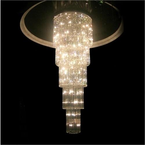 Hotel Villa KTV Hall Long hanging staircase staircase K9 crystal ceiling design custom lighting works lighting fixture led lamps