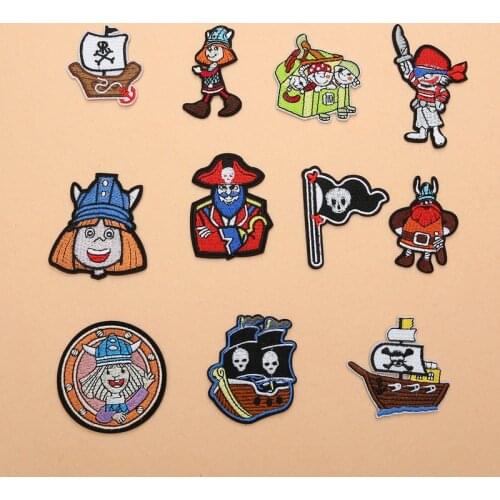 Pirate Ship Patches Customized Computer Embroidery Badge Hot-ironing Maritime Navigation Boat Viking Adventure Patch