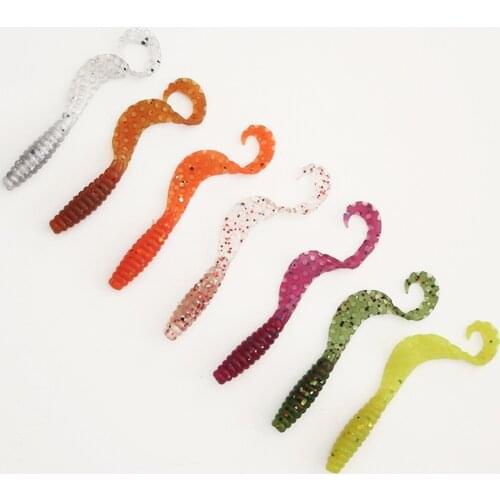 10Pcs 45mm 65mm 85mm New Soft Lure Crank Curl Tail Maggots Grub Fishing Lure Long Tail Worm Swimbaits Silicone Fishing Baits