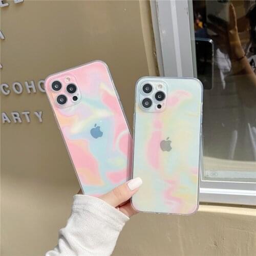 Moskado Transparent Smudge Pink Phone Case For iPhone 11 12 Pro Max X XR XS Max 7 8 7Plus 8Plus Silicone TPU Camera Case Cover