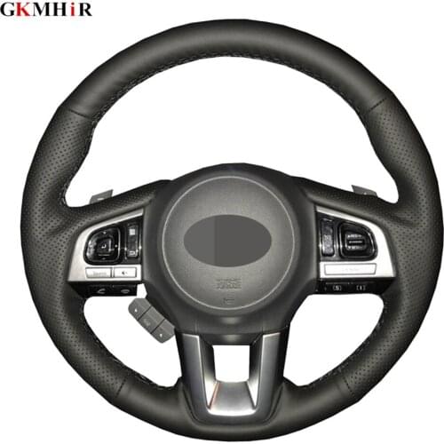 Hand-stitched Black Genuine Leather Car Steering Wheel Cover For Subaru Legacy XV 2015-2017 Outback 2014-2017 Forester 2015-2018