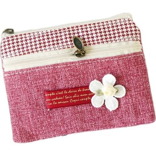 Linen floral women coin purses mini wallets children small pouches money bags female bolsos carteiras bolsas feminina for girls