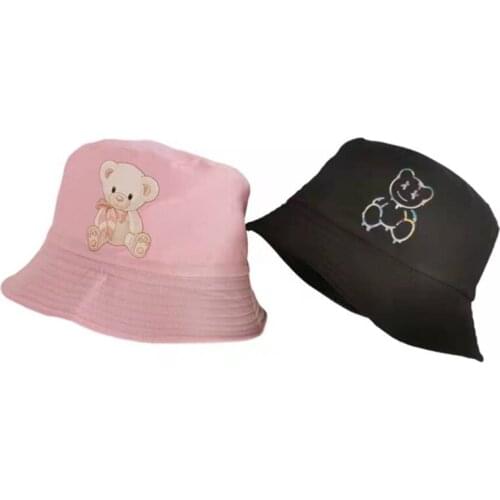Spring Autumn Childrens teddy bear Bucket Hats Sun Hat Girls Boys Outdoor Beach Hat Camping Fishing Cap Casual Panama Cap kids
