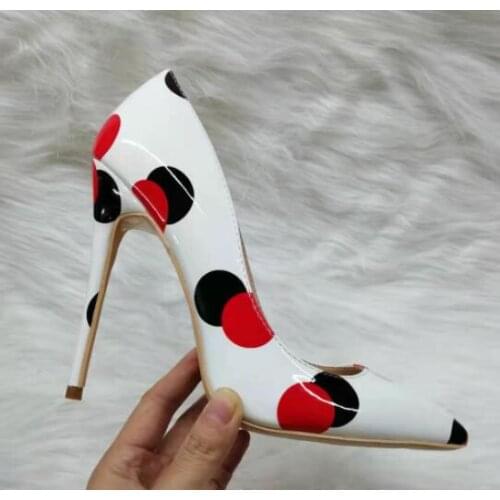 Moraima Snc Fashion Thin Heels Women Pumps Black Red Polka Dot 12CM Thin Heels Shoes Sexy Stiletto Heels Dress Shoes