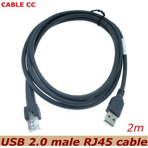 2m usb 2.0 to rj45 Symbol barcode scanner USB cable LS1203 LS2208 LS4208 LS3008 CBA-U01-S07ZAR best wholesale price