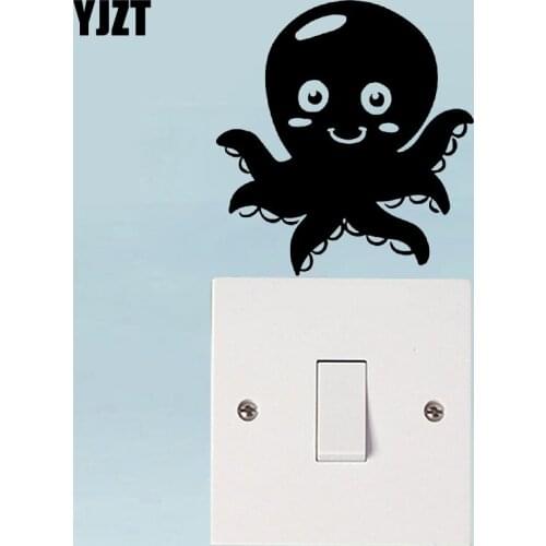 YJZT Cute Octopus Wall Switch Sticker Funny Animal Home Decoration Vinyl Decal S19-0830