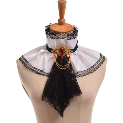 Renaissance Jabot False Collar Vampire Style Steampunk Lady Goth Victorian Detachable Collar