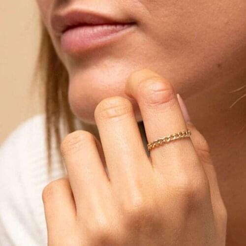 Gold stainless steel chain ring for women punk minimalist cool ring for egirl eboy y2k jewelry