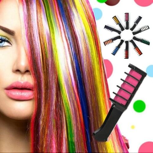 1 Pc Disposable Fashion 4 Color Temporary Hair Chalk Color Comb Dye Cosplay Colorful Hair Styling Dyeing Pigment Small Comb