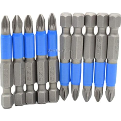 10pcs PZ1 PZ2 50mm Power Drill Screwdriver Bit Set Non Slip 1/4" Hex Pozi #2 Pozi #1 Screw Driver Pozi Bits