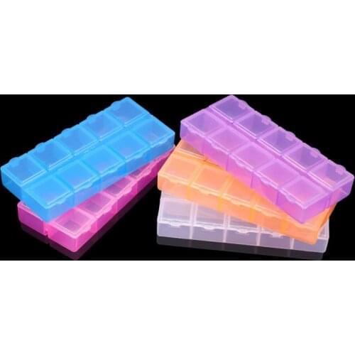 10 Slots Cells Colorful Portable Jewelry Tool Storage Box Container Ring Electronic Parts Screw Beads Organizer Plastic Box