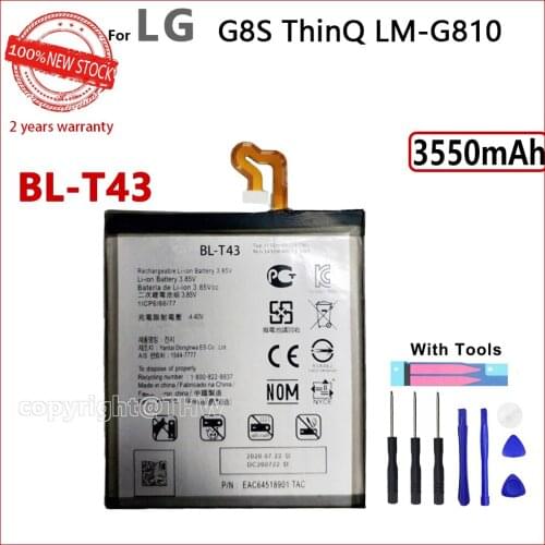 100% Genuine BL-T43 New Battery For LG G8S ThinQ LM-G810 3550mAh Mobile Phone Original High Quality Batteries With Gift Tools